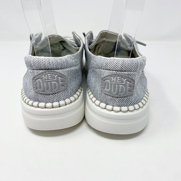 Hey Dude Gray/White Wendy Rise Slip Ons Lace Up Women's Size 7 Moc Toe EUC - Picture 6 of 10